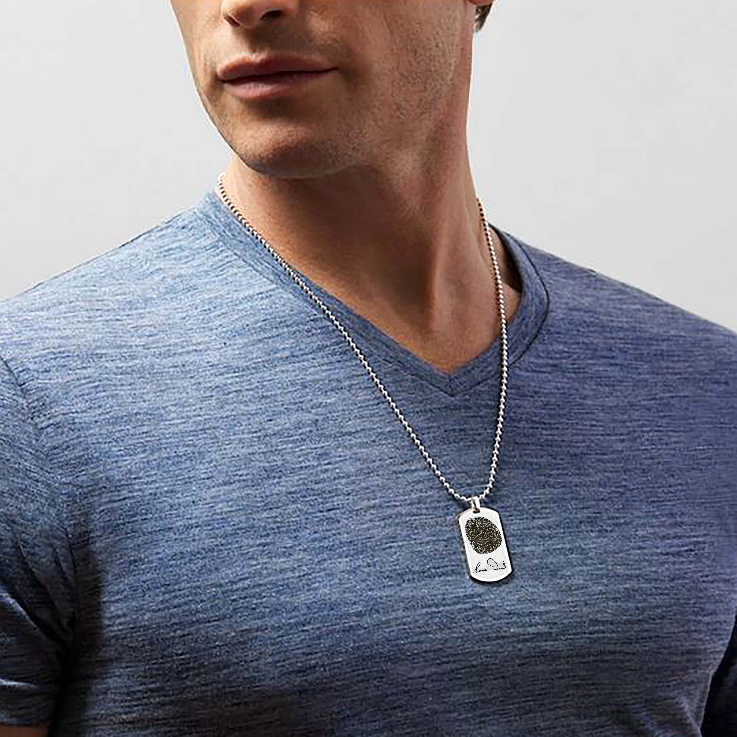 Personalized Photo Dog Tag Necklace. Dad Gift. Family Photo Dogtag