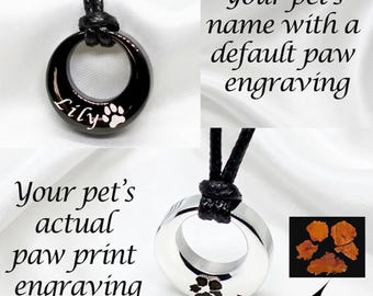 Personalized Stainless Steel Urn Necklace, Fingerprint Pet Memorial Jewelry