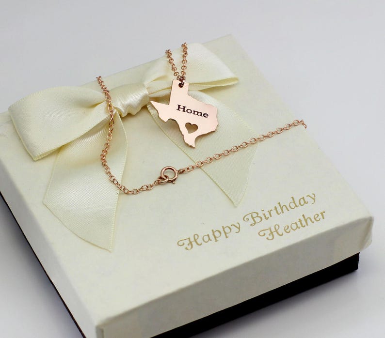 Sterling Silver Texas State necklace Rose Gold Filled Personalized Texas necklace Engraved Texas State 14kt Gold Filled gift for her