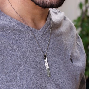 Personalized bar Keychain. Dad gift. Mom gift, fingerprint bar necklace.  Handwriting bar necklace. EKG srtip engraving