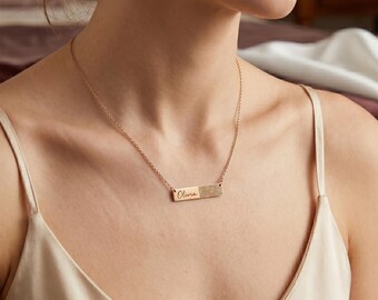 Collana a barra personalizzata, impronta digitale, scrittura a mano, elettrocardiogramma (ECG) in acciaio inossidabile