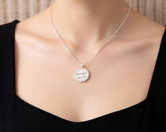 Collana in acciaio inossidabile con incisione a mano per lei / Impronta digitale con elettrocardiogramma / Regalo commemorativo per il lutto