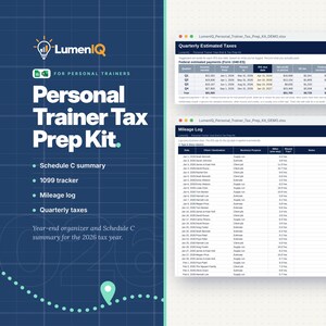 Personal Trainer Tax Spreadsheet, Fitness Coach Bookkeeping, Schedule C Deduction Tracker, Google Sheets Excel