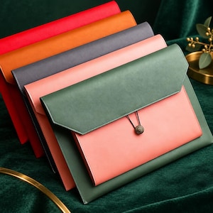Faux Leather Portfolio Folder with Phone Pocket and Zipper Organizer