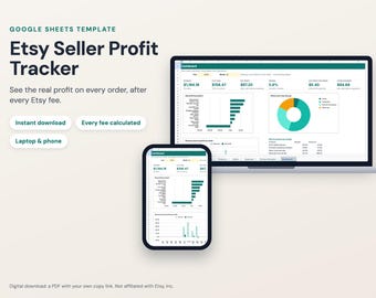 Etsy Seller Profit Tracker, Fee Calculator, Sales Dashboard (Digital Download)