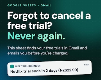 Free Trial Reminder Google Sheet, Auto Gmail Subscription Tracker (Digital Download)