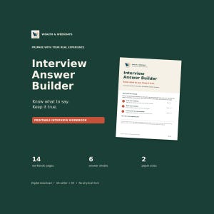 Creador de respuestas para entrevistas: Cuaderno de trabajo imprimible para entrevistas de trabajo, tamaño carta y A4.
