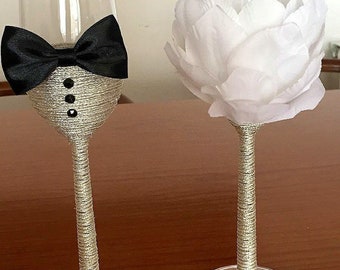 Wedding Toasting Glass. Wedding Cup. Bride and Groom Wine Glass.