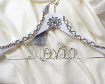 Hanger Deluxe one Line,Rhinestones,wedding dress , Brides Hanger, Bride, Name Hanger, Wedding Hanger, Personalized Bridal Gift