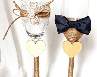 Wedding Toasting Glass. Wedding Cup. Bride and Groom Wine Glass.