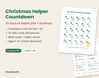 Calendario de Adviento de 25 días para ayudar en Navidad (Descarga digital)