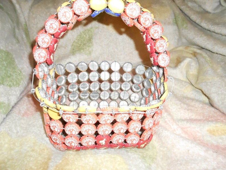 Bottle Cap Basket Cap Handle Camp Fire Pattern Etsy
