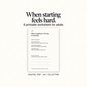 Aufgabeninitiierungs-Arbeitsblätter für Erwachsene, 6 druckbare Hilfsmittel gegen Überforderung, A4 & US Letter PDF