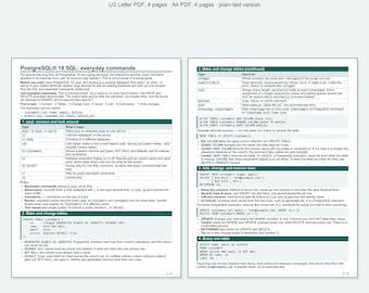 PostgreSQL 18 SQL Cheat Sheet, Everyday Commands for psql, Printable PDF Reference, US Letter and A4