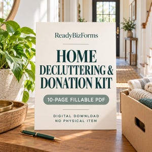 Home Decluttering & Donation Kit, 10-Page Fillable PDF, Room Planner and Donation Tracker (Digital Download)