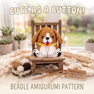Modèle de crochet amigurumi Beagle, peluche chiot (PDF)
