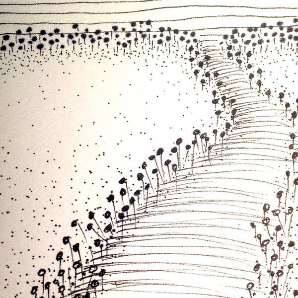Walk in the Garden - ACEO Original pen and ink drawing on paper (#018 )