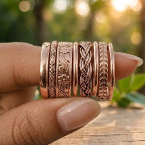 100% Copper Ring, Handmade Copper Ring, Solid Copper Ring, Set Of 8 Stacking Ring, Woman Jewellery, Stackable Band Ring, Health Benefit Ring