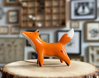 Small Handmade Ceramic Fox  Figurine