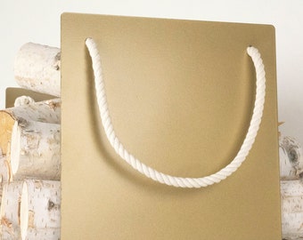Firewood Holder | Solid Steel Log Holder w/ Rope Handles & Modern Design | Indoor Firewood Rack (Natural Brass)