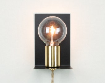 Plug-in Wall Sconce with Socket Cup & Steel Backplate - 8' Twisted Cloth Cord