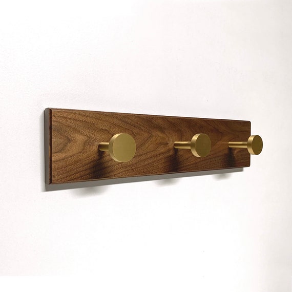 Coat Rack w/ Solid Brass Knobs Solid Wood Coat Hanger & Etsy