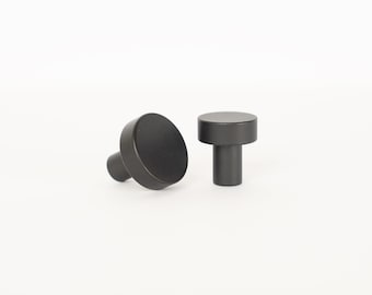 Cabinet Knobs - Round Door Knobs & Drawer Pulls - Modern Cabinet Hardware (Matte Black)