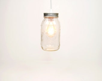 Mason Jar Pendant Light - 1 Quart Jar (Clear)