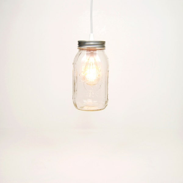 Mason Jar Pendant Light - 1 Quart Jar (Clear)