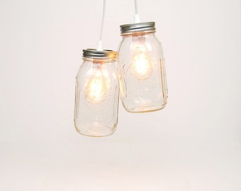 Mason Jar Chandelier - 2 Quart Jars (Clear)