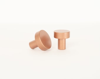 Cabinet Knobs - Round Door Knobs & Drawer Pulls - Modern Cabinet Hardware (Fine Copper)
