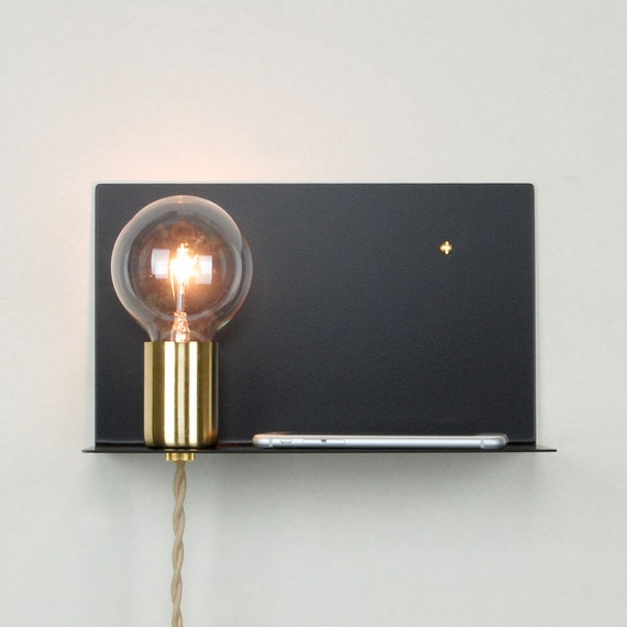 Wall Sconce Shelf With Socket Cup & Steel Backplate - Etsy