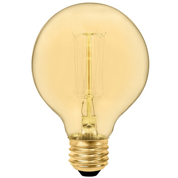 Vintage G25 Globe Light Bulb 40W Amber Tint Medium Base