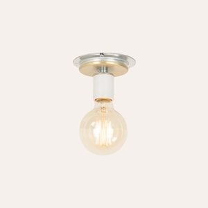 Ceiling Light with Porcelain Socket | Brushed Brass Cover & Galvanized Steel Backplate (Hardwire)