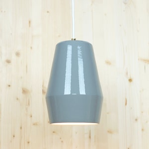 Glazed Porcelain Pendant Light | Hanging Light Fixture w/ Custom Shade & Canopy (Gray)