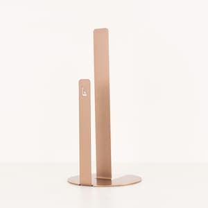 Modern Paper Towel Holder | Standing Paper Towel Dispenser w/ Custom Steel Design & Protective Cork Base (Fine Copper)