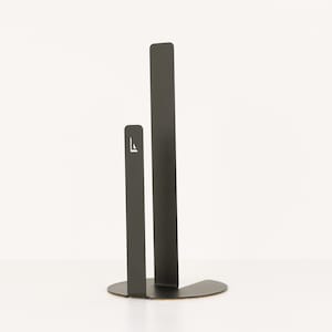 Modern Paper Towel Holder | Standing Paper Towel Dispenser w/ Custom Steel Design & Protective Cork Base (Matte Black)