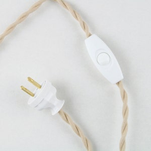 Bare Bulb Pendant Light White Porcelain Socket w/ Twisted Cloth Cord image 4