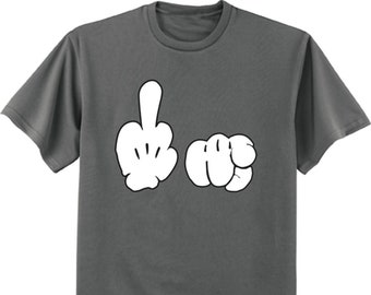 Middle Finger Funny Rude T-shirt Mens Graphic Tees