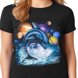 Ladies Tee Shirt - Dolphin T-shirt Ocean Life Womens