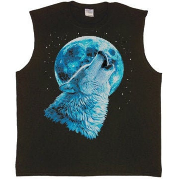 Lone wolf howling at the moon / Mens Tank top or Sleeveless T-shirt