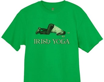 Camiseta grande y alta Hombres Divertido Día de San Patricio Yoga Irlandés