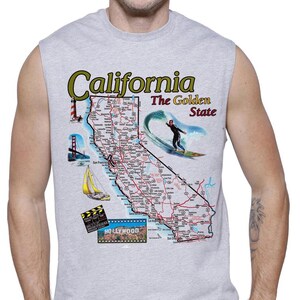 California State Map Souvenir ärmelloses Shirt, Ferien Shirt, Sommer Shirt, Angeln Shirt, Golden State Shirt, Geschenk für ihn,