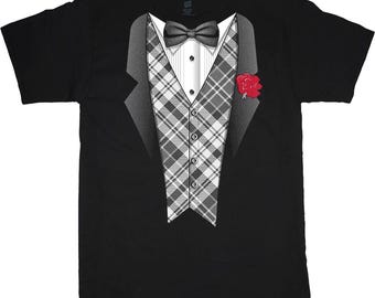 Big and Tall T-shirt Tuxedo Tee Shirt Mens Graphic Tees Tux Wedding Birthday Bachelor Gifts Groomsmen