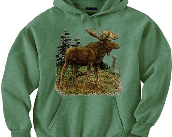Moose Sweatshirt Hooded Sweatshirt Nature Lover NH MA VT Moose Lover Graphic Design Hoodie Gift