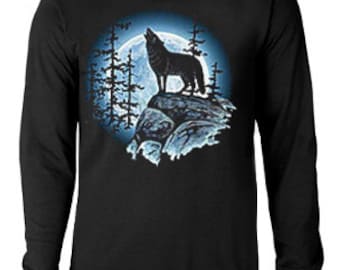 Long sleeve T-shirt / Lone Wolf howling at the Moon
