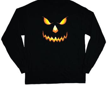 Halloween Jack-o'-Lantern-ansikte långärmad tröja