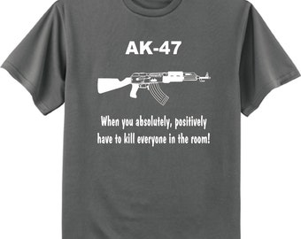 MeanGear AK-47 - Auto Assault Rifle Gun Rights Tee Shirt T-Shirt, S, Black