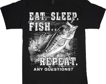 Essen Sie Schlaf Fisch T-Shirt, Herren Angeln T-Shirt, lustiges Fischen Shirt, Fischer Geschenke, lustiges Shirt für Fischer, Camping Urlaub Geschenke,