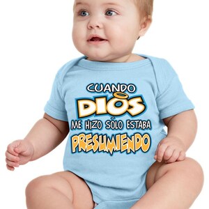 Cuando Dios Me Hizo Solo Estaba Prosumiendo lustiges Shirt einteilige Bodys Säuglingskleidung niedliche Sprüche Babypartygeschenk Spaß